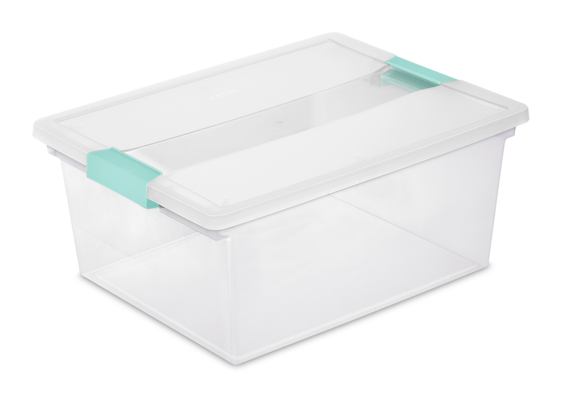 sterilite large plastic file clip box office storage tote container with lid